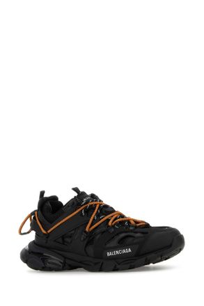 Balenciaga Mens Black Mesh And Rubber Track Trail Sneakers - Orange