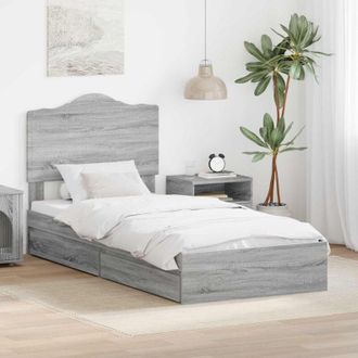 vidaXL Estructura De Cama Con Caj&oacute;n Roble Marr&oacute;n 75 X 190 Cm