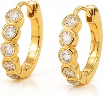 Ellie Vail Womens Varra Bezel Mini Hoop Earring In Gold