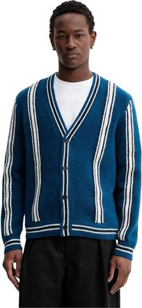 Marc O'Polo Cardigan a V con righe - - Knitwear - Uomo - Blu - L