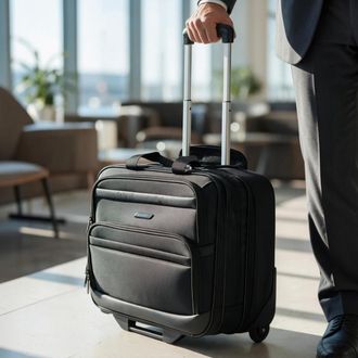 Infinity Leather 17 laptoptrolley zwart, 1680D polyester, 4 wielen, zakelijke tas