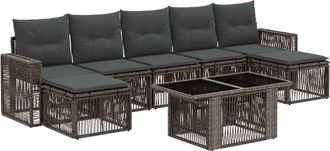 vidaXL Conjunto De Sof&aacute;s De Jard&iacute;n 8 Uds. Gris Y Gris Oscuro Vidaxl
