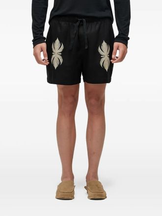 Osklen Bermuda shorts met geborduurd blad - Zwart