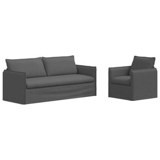 vidaXL Juego De Sof&aacute; 2 Uds. Gris Oscuro Tela Vidaxl