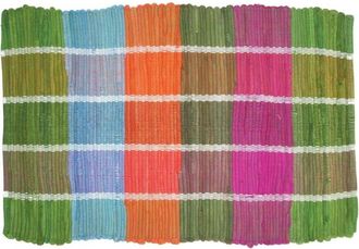 Imports Decor Colorful Plaid Cotton Door Mat, Handwoven 100% Cotton Rug, Soft Absorbent Indoor Floor Mat for Kitchen Bathroom Entryway