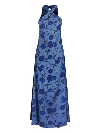 Sachin & Babi Maxi-jurk met halternek en bloemenprint - Blauw