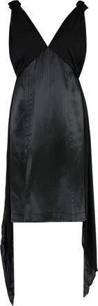Bottega Veneta Zijden midi-jurk met knoopdetail - Dames - Casual kleedjes - Zwart - S - Rayon - Kleedjes