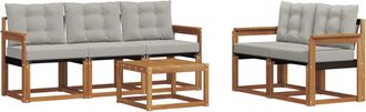 vidaXL Conjunto De Sof&aacute;s De Exterior 6 Uds. Gris Natural Y Claro Vidaxl