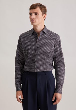 Seidensticker Businesshemd SEIDENSTICKER Schwarze Rose, Herren, Gr. S (38), normale &Auml;rmell&auml;ngen, braun, 100% Baumwolle, bedruckt, slim fit, 2-Knopf-Manschette, Hemd