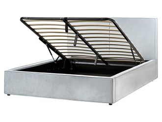 Beliani Cama matrimonial de tejido azul 160x200