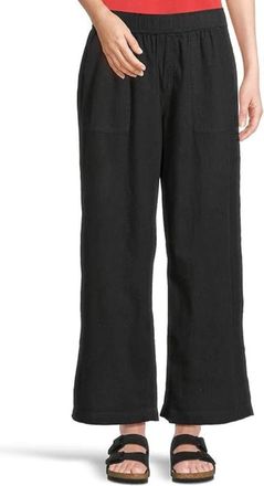 Toad & Co Toad & Co Taj Hemp Pants Womens Black Stretch Elastic Waist Wide Leg RED162