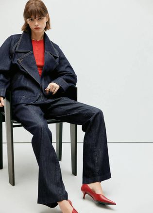 Mango Pantaloni denim vita media blu - Donna - 36 - MANGO