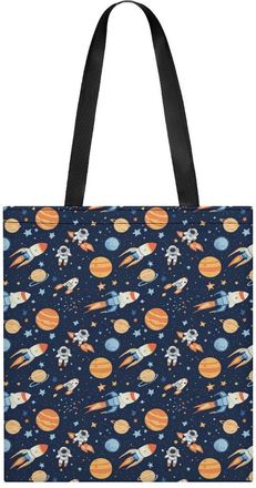Generic Outer-Space Astronaut Rocket Tote Bag for Women Men Shoulder Bags Purses Pouch Handbags