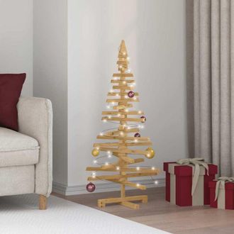 vidaXL vidaXL Albero di Natale in legno Marrone 120 cm Legno di pino massello