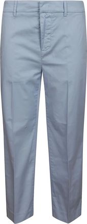 Dondup Slim Chino Cropped Broek - Dames - Straight fit broeken - Blauw - W24 - Katoen - Broeken