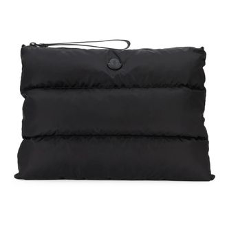 Moncler Tassen, Heren, Zwart, ONE Size, Nylon, Gewatteerde clutch tas