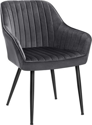 Songmics Silla de comedor de terciopelo gris