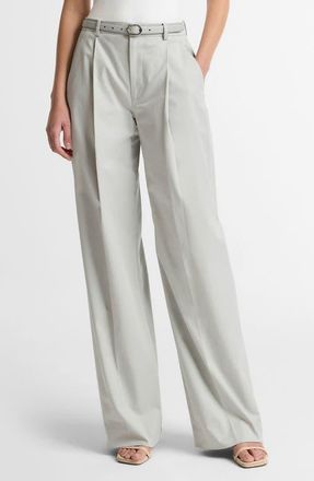 Vince Camille Belted Pleated Straight Leg Pants in Pale Tide at Nordstrom, Size 00