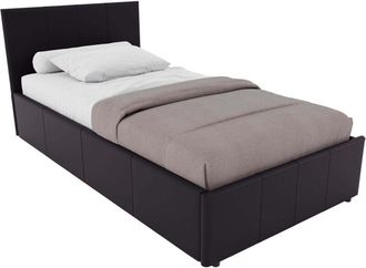 Home Discount Lisbon Single Ottoman Faux Leather Storage Bed with Gel Memory Foam Pocket Spring Mattress, Black