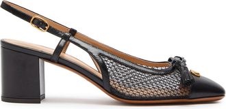 Valentino Garavani 60 Vlogo Mesh and Leather Slingback Pumps - Black