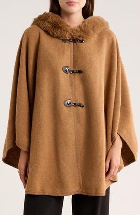Nanette Lepore Hooded Faux Fur Ruana in Brown at Nordstrom Rack