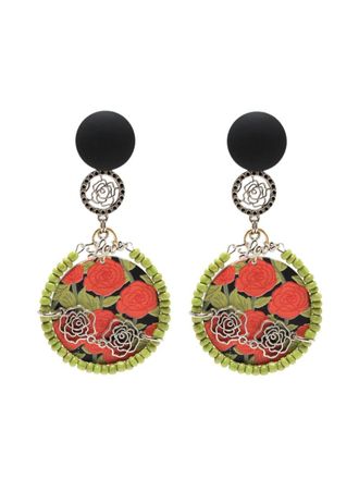 Amir Slama Love floral-print earring - Green