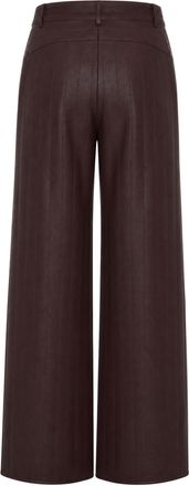 Patrizia Pepe Womens Trousers Wide-Leg Faux-Leather Wood Brown