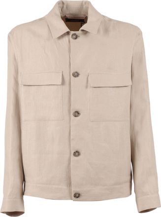PESERICO Boxy Linen Button Down Jacket