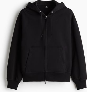 H&M Oversized Hoodiejacke mit Zipper - Schwarz