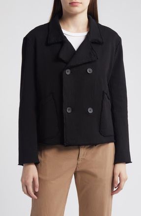 Frank & Eileen Mini Belfast Crop Knit Peacoat in Black at Nordstrom, Size X-Small