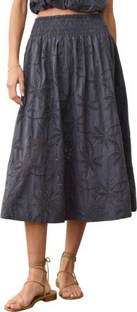 Marine Layer Bea Eyelet Midi Skirt in Indigo at Nordstrom, Size X-Large
