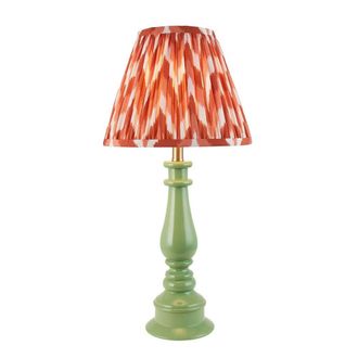 Netlighting Myrtle Green Table Lamp Orange Fabric Zigzag Shade 25cm B22