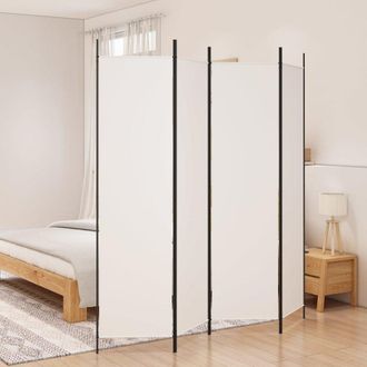 vidaXL 4-Panel Room Divider White 78.7x78.7 Fabric