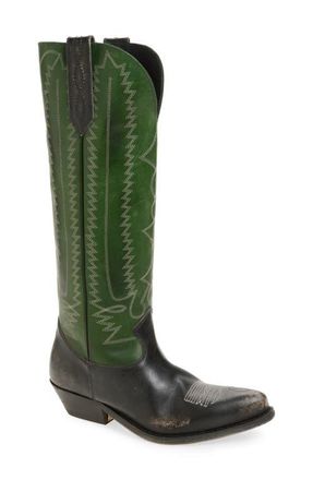 Golden Goose Wish Star High Western Boot in Green/Black at Nordstrom, Size 10Us