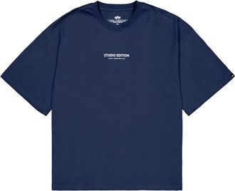 Alpha Industries T-Shirt ALPHA INDUSTRIES Studio Edition Backprint T-Shirt, Herren, Gr. XXL, blau (ultra navy), Obermaterial: 100% Baumwolle, Shirts T-Shirt