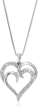 Vir Jewels 1/20 cttw Lab Grown Diamond Heart Pendant Necklace in Sterling Silver with Chain For Women