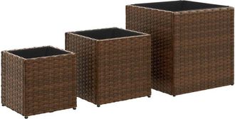 vidaXL Jardineras 3 Unidades Rat&aacute;n Sint&eacute;tico Marr&oacute;n Vidaxl