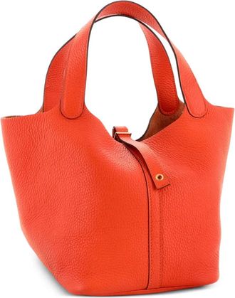 Herm&egrave;s Picotin Lock Bag Clemence MM bucket bag - Oranje