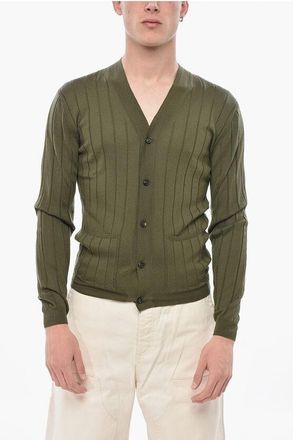 Corneliani Virgin Wool Cardigan with Contrast Buttons size 50