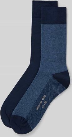 Christian Berg Socken mit Label-Detail im 2er-Pack in Dunkelblau, Gr&ouml;&szlig;e 43/46