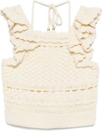 Zimmermann waverly crochet top - women - Cotton - 2 - Neutrals