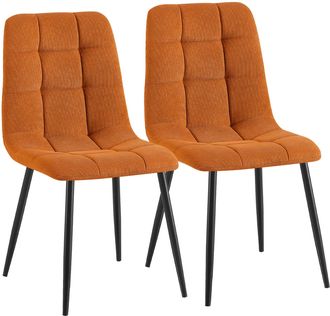 Clp Set De 2 Sillas De Comedor Antibes De Pana Naranja
