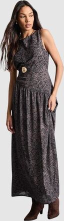 Warehouse Printed Chiffon Tiered Maxi Dress in Brown at Nordstrom, Size 10