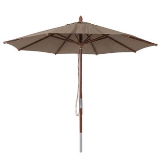 Hhg Sombrilla De Madera Para Hosteler&iacute;a Hhg-487b, Sombrilla De Jard&iacute;n, Poli&eacute;ster/madera 14 Kg, Redonda &Oslash;3 M, Cable De Tracci&oacute;n A Prueba De Golpes, Color T