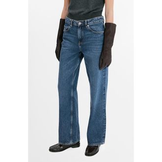 Mango River Straight Leg Jeans in Dark Blue at Nordstrom, Size 10