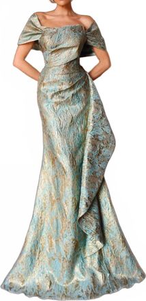 Alyce Paris Removable Sleeve Draped Mother Of The Bride Dress In Seaglass Green