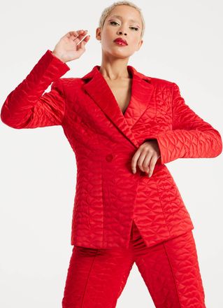 House Of Holland Lips Quilted Blazer In Red