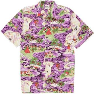 Fortela Tropical Hawaiian Short Sleeve Shirt in Violet at Nordstrom, Size Medium