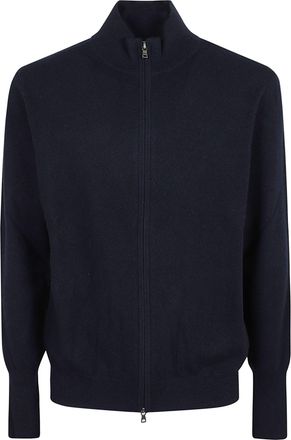 Ballantyne Fitted Cashmere Full Zip Cardigan with Ribbed Detailing