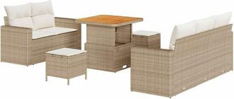 vidaXL Conjunto De Sof&aacute; De Jard&iacute;n 8 Pcs Beige Rat&aacute;n Sint&eacute;tico Vidaxl